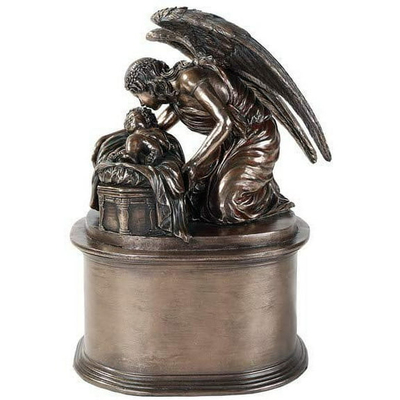 Ebros Bronze Finish Angel Whispers Urn Medium 8.75 inch Height 48 Cubic inches Capacity