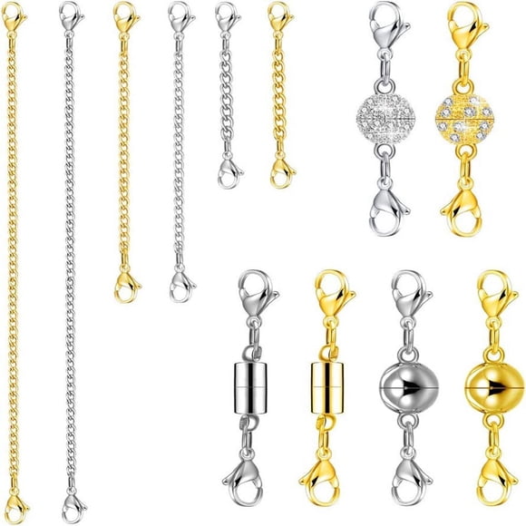 EIGTHTAIL 12 Pcs Necklace Extenders Chain Extenders for Women Jewelry Making Supplies (Silver)