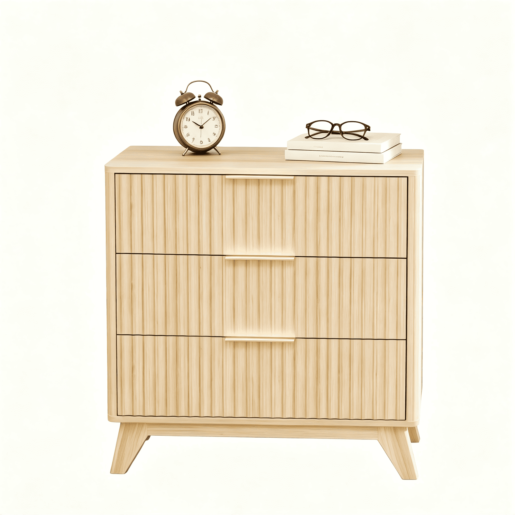 3-Drawer Storage Chest, Grid Front Dresser with Metal Drawer Runners, Anti-Tip Design, Compact Wooden Cabinet for Bedroom, Living Room, Home Office