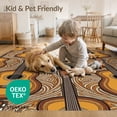 thumbnail image 4 of ODIKA 8'x10' Washable Area Rug Guitar Musical Print Instrument Scattered Motif Notes Border for King Size Bedroom Under Bed, Master Suite, Non-Shedding, Easy Care, 4 of 7