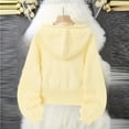 thumbnail image 6 of TGSLY Women's Drawstring Hooded Sweater Soft Button Down Puff Long Sleeve Cardigan Loose Dressy Casual Solid Color Fall Cropped Coat XL, 6 of 6