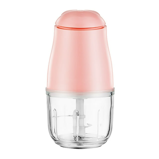 Picadora de carne eléctrica mini, portátil, eficiente, segura, multifuncional, para alimentos, suministros de cocina, color rosa