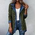 thumbnail image 6 of Womens Leopard Print Denim Jacket Long Sleeve Button Up Casual Loose Fit Outerwear Cheetah Jean Coat Tops Army Green L, 6 of 8
