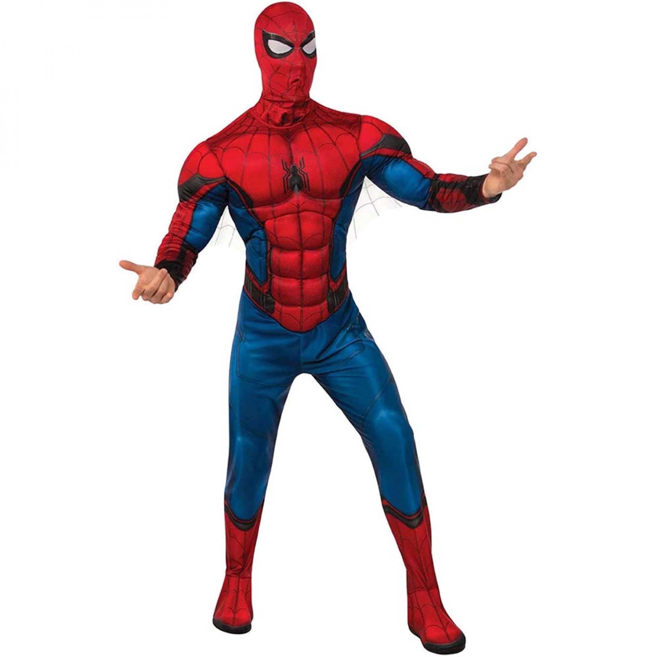 Spiderman Deluxe Costume Adults Licensed Super Hero Marvel Comic Fancy Dress Out 