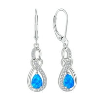 VESITIM Heart Infinity Earrings Teardrop Dangle Drop Earrings Created Blue Opal Jewelry Gift for Women
