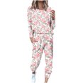 thumbnail image 2 of Viikei Pajamas Sets for Women,Women Winter Letter Print Round Neck Long Sleeve Trousers Casual Home Wear Suit Pajams Sets White XL, 2 of 5