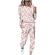 thumbnail image 2 of Puntoco Conjuntos de pijamas cómodos para mujer, pantalones de manga larga con cuello redondo y estampado de letras de invierno, conjuntos de pijamas informales para el hogar, 2 of 5