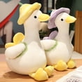 thumbnail image 5 of Lomubue Duck Plush Toy Wear Hat Cute Flowers Decor PP Cotton Filling Soft Accompany Hugging Pillow Cartoon Couple Duck Doll Stuffed Animal Toy Christmas Gift, 5 of 10