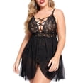 thumbnail image 2 of ValueVibe Plus Size Lingerie for Women Sexy Lace Criss Cross Nighty Spaghetti Strap Mesh Chemise Sleepwear, Black XL, 2 of 4