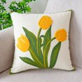 thumbnail image 1 of Funda de almohada con diseño de tulipán verde fresco y sencillo con flores bordadas para sofá, cama, almohada de cintura para oficina, 1 of 6