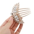 thumbnail image 3 of 1 Pc Women Peacock Style Hair Insert Comb for Straight Thick Wavy Hair White Alloy Rhinestone, 3 of 3