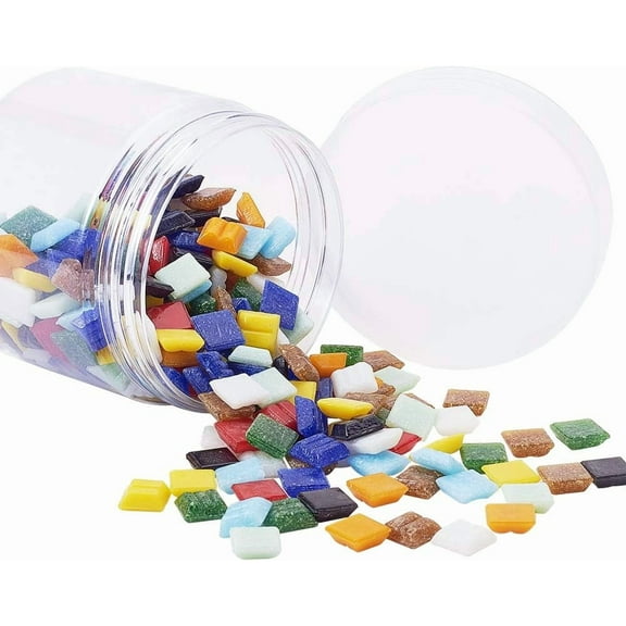 300 pcs 10mm(0.4 Inch) Square Glass Mirror Tiles Mini Glass Decorative Mosaic Tiles for Home Decoration Crafts Jewelry Making Mixed Colors