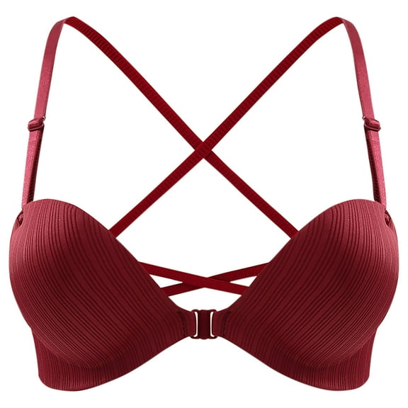 biudgviw Front Closure Bras for Women Sexy No Underwire Bralettes Soft Wireless Back Cross Adjustable Strap Everyday Bras