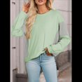 thumbnail image 4 of Sudadera Informal de Gran Tamaño para Mujer, Cuello Redondo, Bloques de Color, Holgada, Tipo Jersey. Verde S, 4 of 8