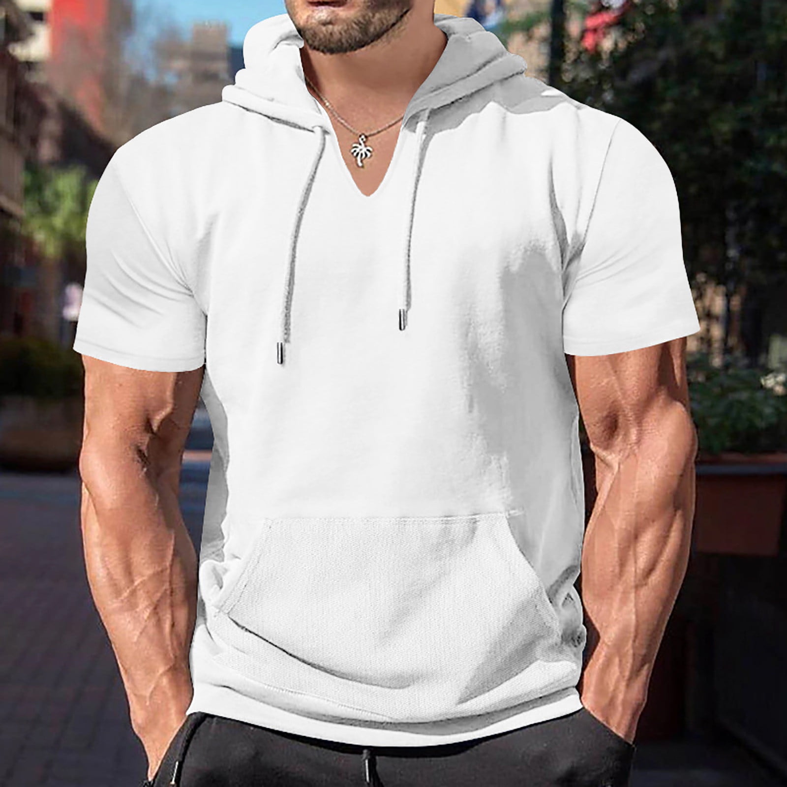 Short Sleeve T Shirt Hoodie Polos XQS Mens Casual Short Sleeve
