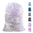 thumbnail image 1 of Polecasa Bolsa de lavandería de malla grande resistente con cierre de cordón y etiqueta de identificación, bolsa de lavandería duradera para viajes, deportes, dormitorios (24 x 36 pulgadas | 1 paquete, 1 of 5