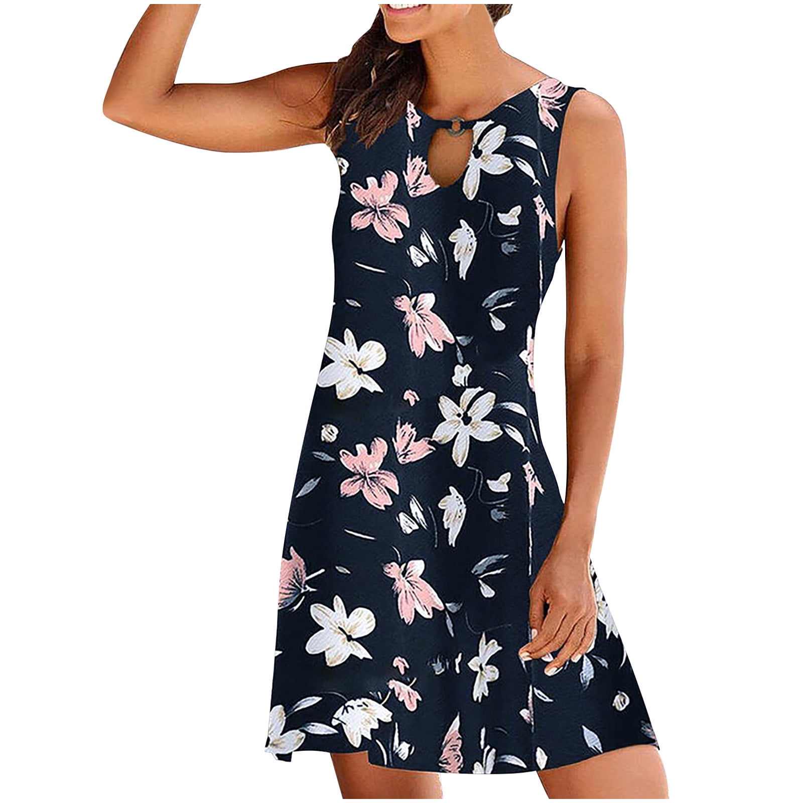 vacation dresses for women-Women Casual Dresses Summer Sunflower Print ...