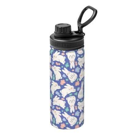 

Ocsxa Cute White Rabbit Print 18oz Stainless Steel Water Bottle Unisex Water Bottle Insulated Sports Water Cup Flask for Cold Water Drinks/Sports/Travel/Car/School