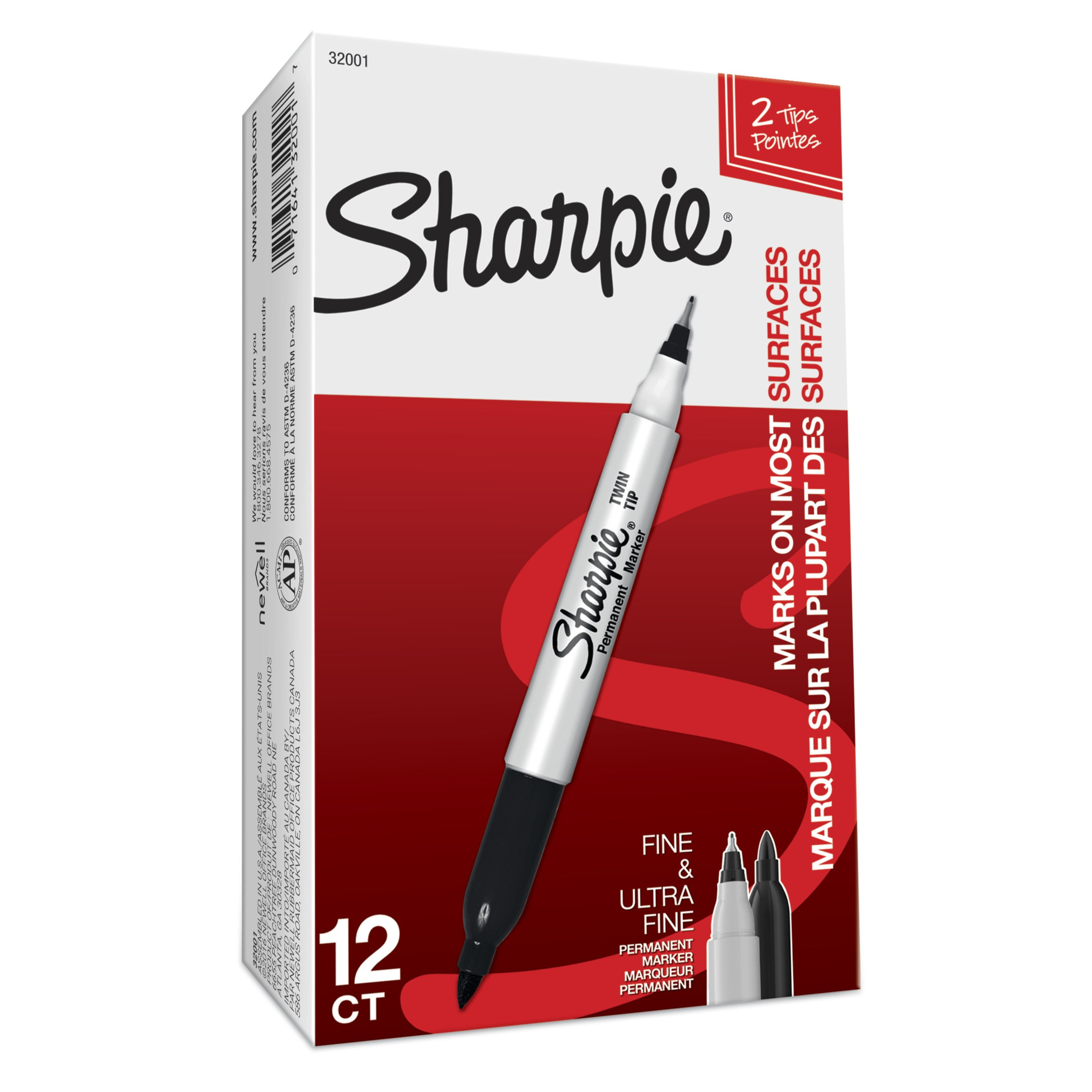 Sharpie 5 X Twin Tip Black Fine Ultra-Fine Permanent Marker 