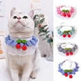thumbnail image 2 of Reheyre Pet Collar Bib Plaid Lace Cherry Decoration Adjustable Rope Tie Cat Necklace Dog Decorative Collars for Kitten, 2 of 8