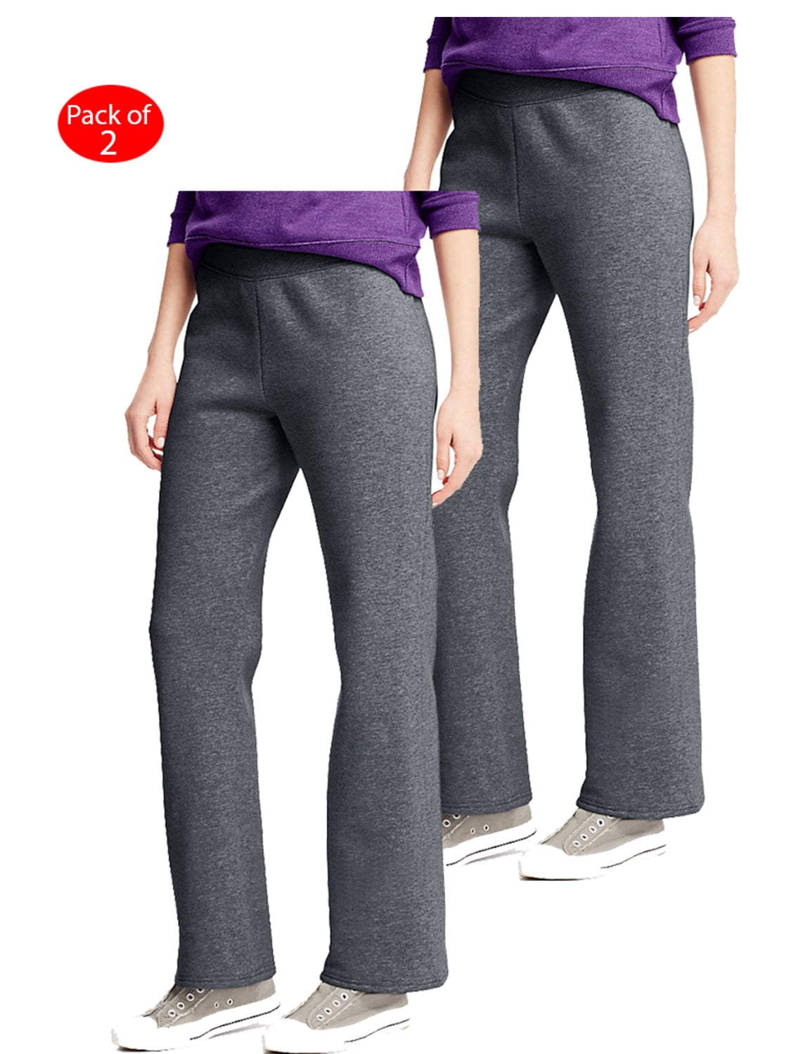 Hanes Hanes ComfortSoft Eco Smart; Women's Petite Open Leg Sweatpants, Color Slate Heather