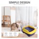 thumbnail image 5 of 1Pc In Type Litter Pan Cat Feed Spatula Cat Ears Semi-closed Litter Pan(Yellow Blue), 5 of 6