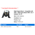 thumbnail image 2 of Right Engine Mount - Compatible with 2003 - 2008 Toyota Matrix FWD 1.8L 4-Cylinder 1ZZ-FE 2004 2005 2006 2007, 2 of 2