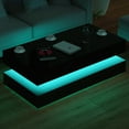 ChVans Black LED Coffee Table with 2 Storage Drawers, Modern High Gloss