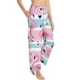 thumbnail image 2 of Sigee Pink Striped Flamingo Print Women's Soft Pajama Pants - Breathable and Comfortable Lounge Sleep Bottoms with Elastic Waistband and Pockets-Large, 2 of 9