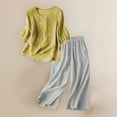 thumbnail image 2 of LEKODE 2 Piece Sets for Women Summer Linen Short Sets for Women Matching Sets Women Clothing Two Piece Outfits Summer Sets for Women Yellow 3xl, 2 of 9