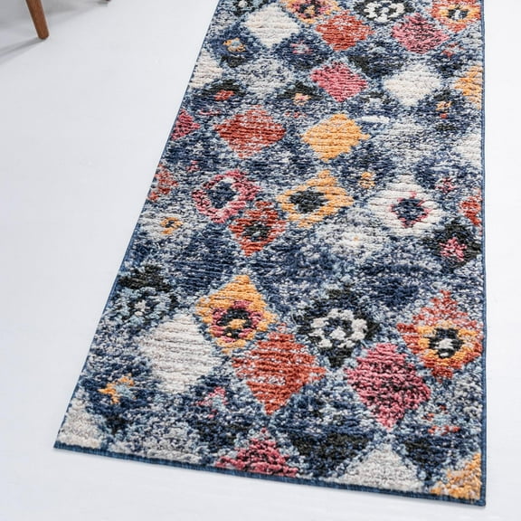 Unique Loom Morocco Collection Area Rug - Coastal (2' 7" x 10' Runner Blue/Black)