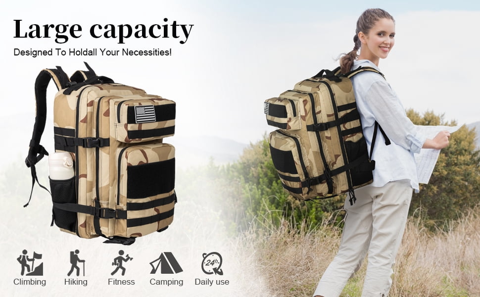 35L Yellow Camouflage Multifunction Polyester Outdoor Hiking Molle Survival Backpack Adult