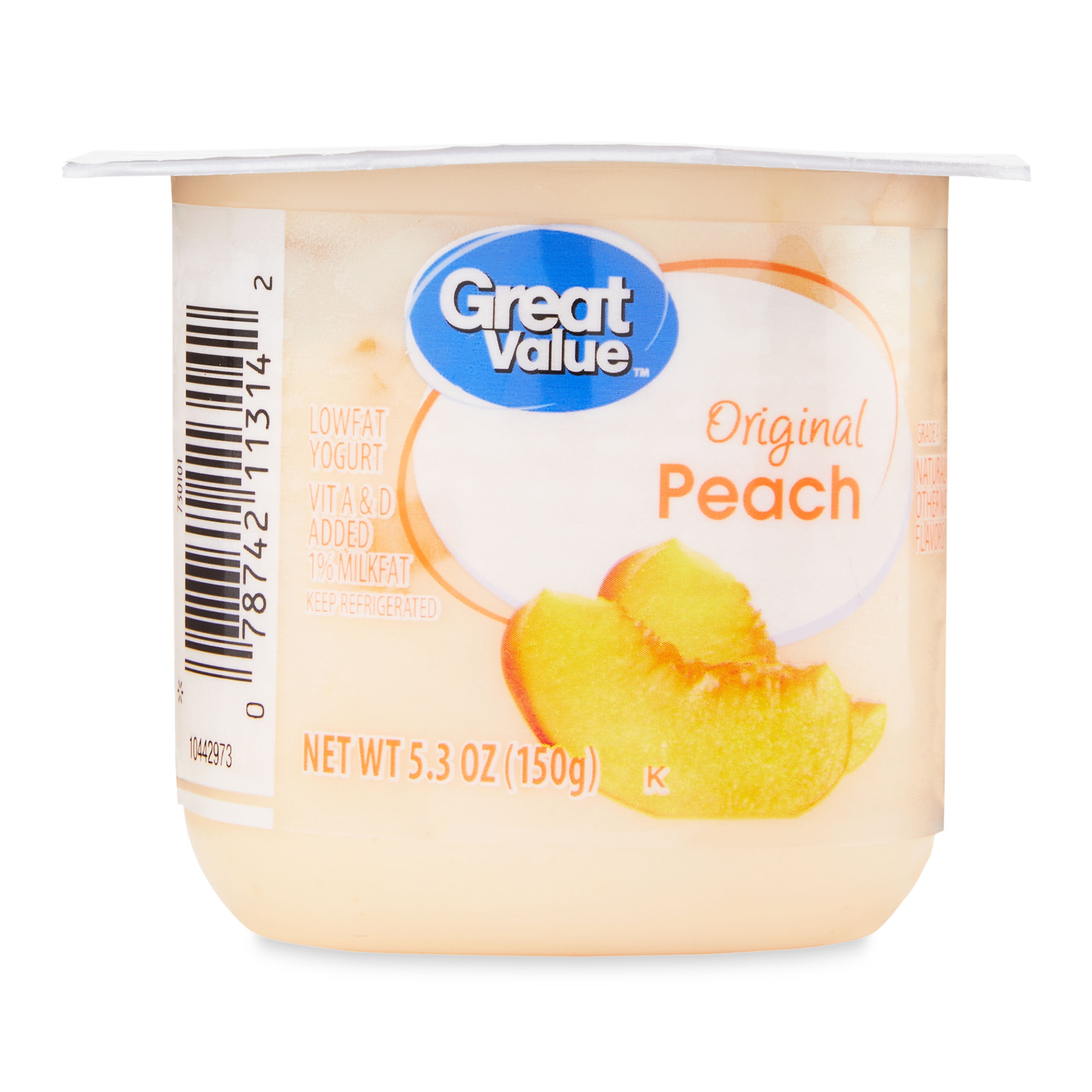 Great Value Original Peach Lowfat Yogurt, 5.3 oz