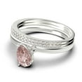 thumbnail image 4 of Gorgeous Minimalist 2.15 Carat Pear Cut Classic Morganite And Diamond Moissanite Engagement Ring, Wedding Ring, Two Matching Band in 925 Sterling Silver With 18k White Gold Plating, Gift For Her, 4 of 4