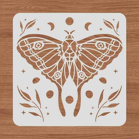 12x12 Inch Moth & Moon Stencil Set Plastic Drawing Templates for Wood Painting Wall Art & Scrapbooking