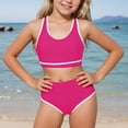 thumbnail image 2 of SHenli Girls Two Piece Swimsuit Soild Color Tankini Sport Swimwear Wireless Beachwear Set Swimming Suit for 4-12Y, 2 of 6