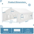 thumbnail image 4 of 16'x32' Party Tent Heavy Duty, Large Wedding Event Shelters with 3 Storage Bags and Removable Sidewalls, Outdoor Gazebo Commercial Tent with All-Season Tarp for Carport,Camping Garden,Patio, White, 4 of 7