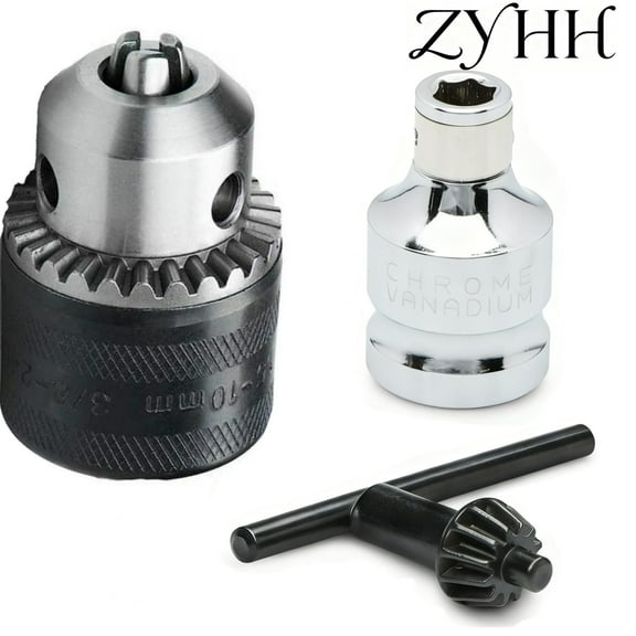 3/8 inch Drill Chuck Adapter with 1/4 inch Hex Shank - ZYHH Quick Change Drill Bit Converter for Impact Drivers