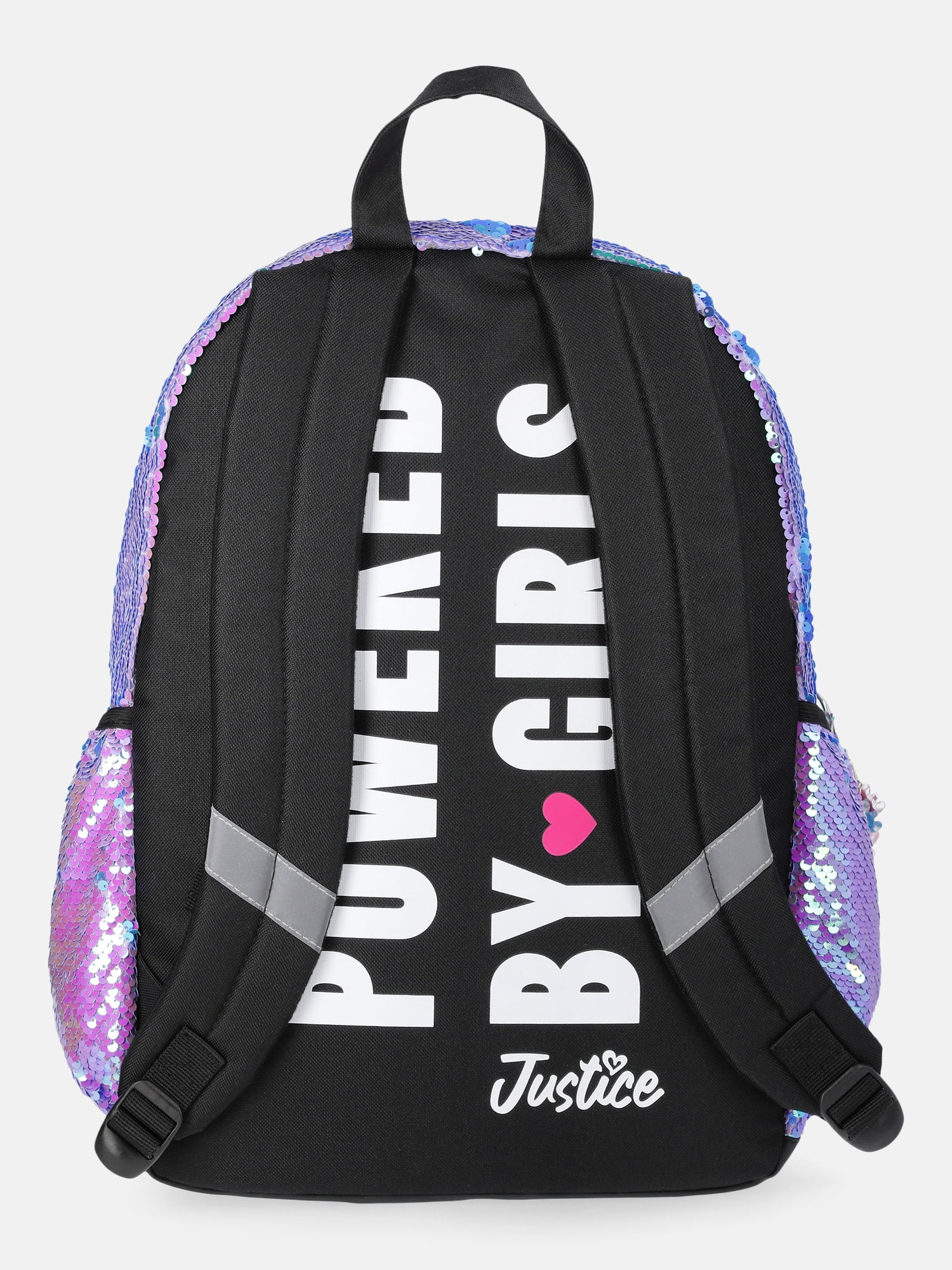 Justice Girls 17" Iridescent Sequin Backpack & Lunch Tote Set, Purple