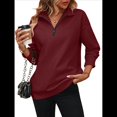 thumbnail image 1 of Sudaderas de Gran Tamaño para Mujer, Suéteres de Otoño, Sudaderas con Capucha de Moda, Jersey con Media Cremallera, Camisas de Larga, Ropa Vino Tinto L, 1 of 10