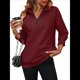 thumbnail image 1 of Sudaderas de Gran Tamaño para Mujer, Suéteres de Otoño, Sudaderas con Capucha de Moda, Jersey con Media Cremallera, Camisas de Larga, Ropa Vino Tinto S, 1 of 10