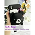 thumbnail image 4 of Wallet Phone Cases for iPhone 14 Plus 3D Cartoon Pocket Case, Black Cute Bear Purse Stand Holder, Squishy Soft Silicone Protective Phone Case for Girls Women (iPhone 14 Plus), 4 of 12