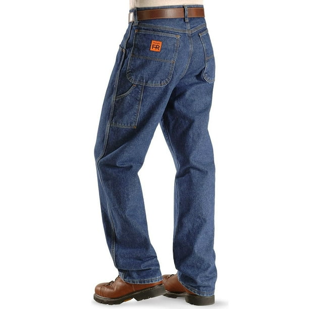 wrangler men's riggs workwear flame resistant carpenter jean, denim, 33x30  