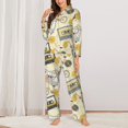 thumbnail image 2 of Pajama Sets for Women 2 Pcs, Bike tape lemon Button Down Long Sleeve Sleepwear Lounge PJ Sets, 2 of 6