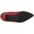 thumbnail image 3 of BLISSFUL STEP Women's Pointed Toe Zipper Stiletto Heels Ankle Boots Red 8, 3 of 8