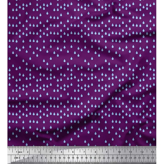 Soimoi Silk Fabric Raindrop Shirting Decor Fabric Printed Yard 42 Inch Wide