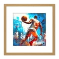 thumbnail image 1 of Baller in Motion Street Basketball USA Oil Splatter Painting Square Wooden Framed Wall Art Print Picture 8X8 Inch, 1 of 4