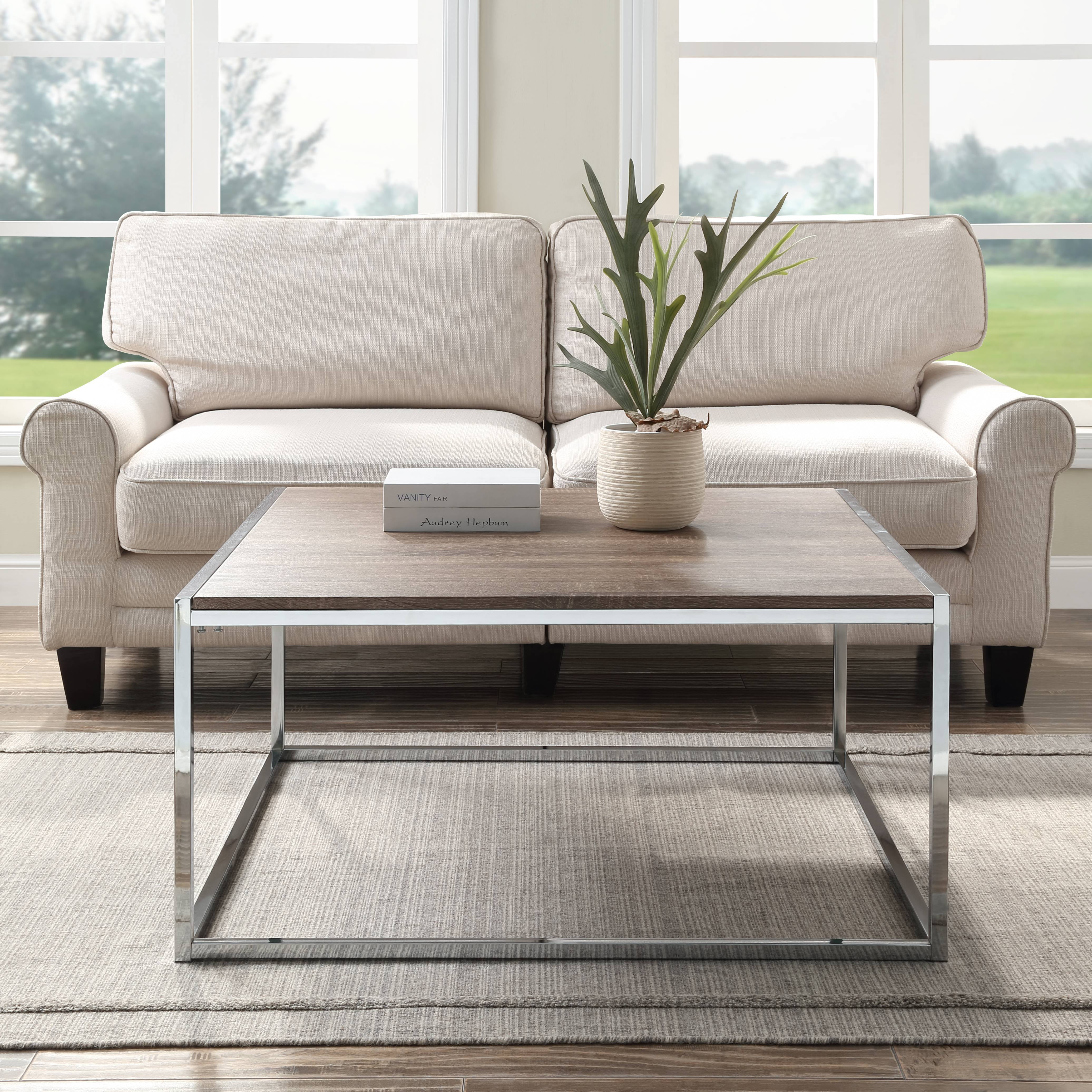 Abington Lane Contemporary Square Coffee Table, Brown