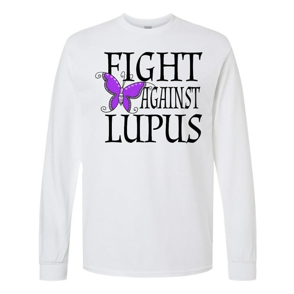Inktastic Fight Against Lupus with Butterfly Long Sleeve T-Shirt