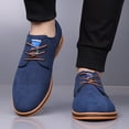 thumbnail image 4 of Men's Turquoise Suede Casual Oxford Shoes - Lightweight Lace-Up Dress Shoes, 4 of 9
